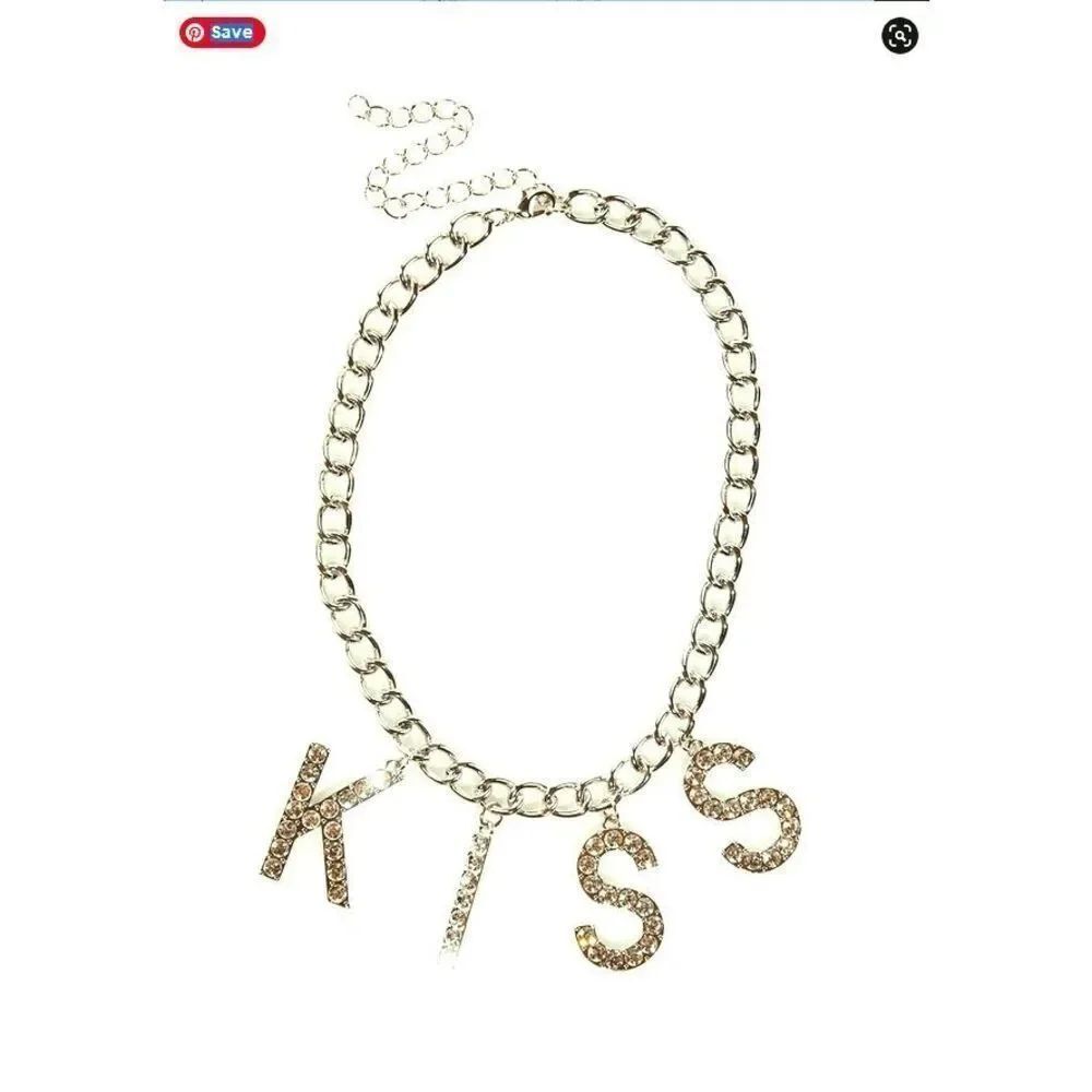 NWT Y2K Dolls Kill KISS Rhinestone Chain Choker